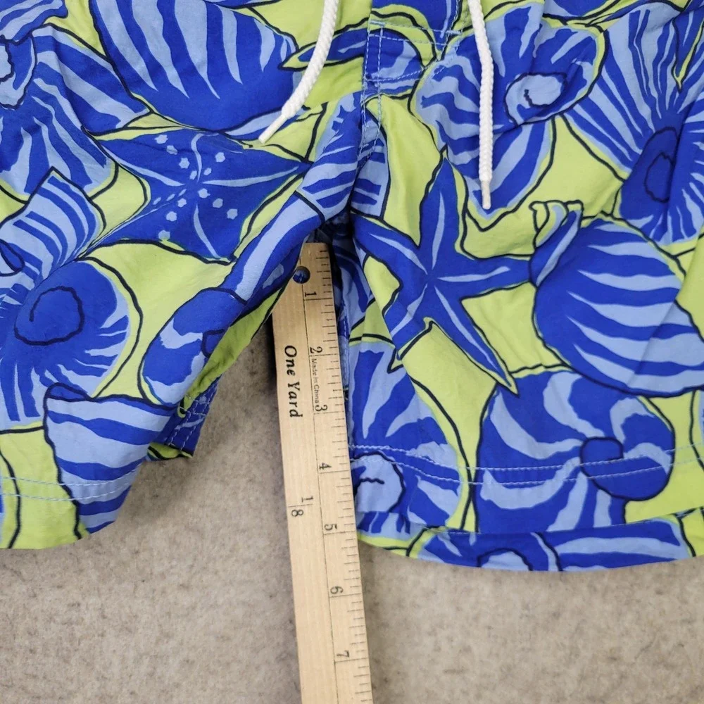 Tommy‎ Hilfiger Mens Swimming Trunks Size L Blue Tropical Shells Lined Nylon